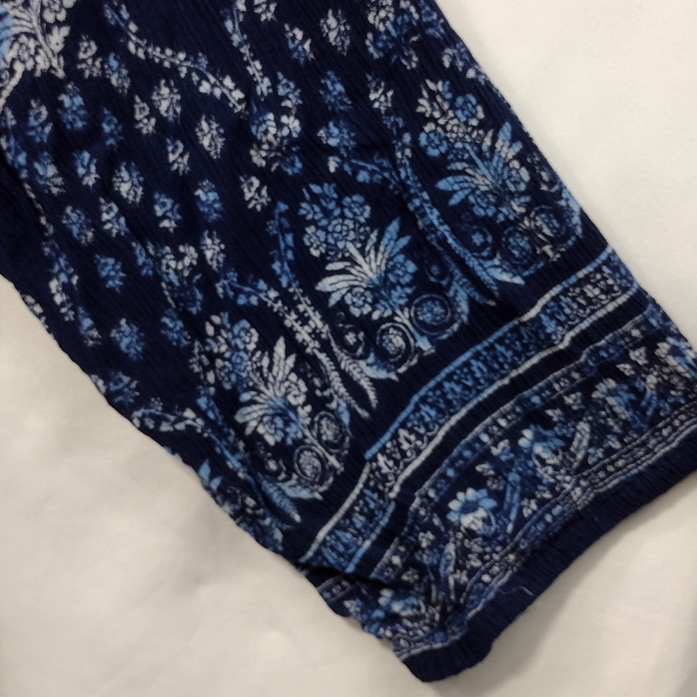 Bila Floral Top Women's XXL Blue Cottagecore Peasant Retro 90s Y2K Casual Comfy - Picture 3 of 8